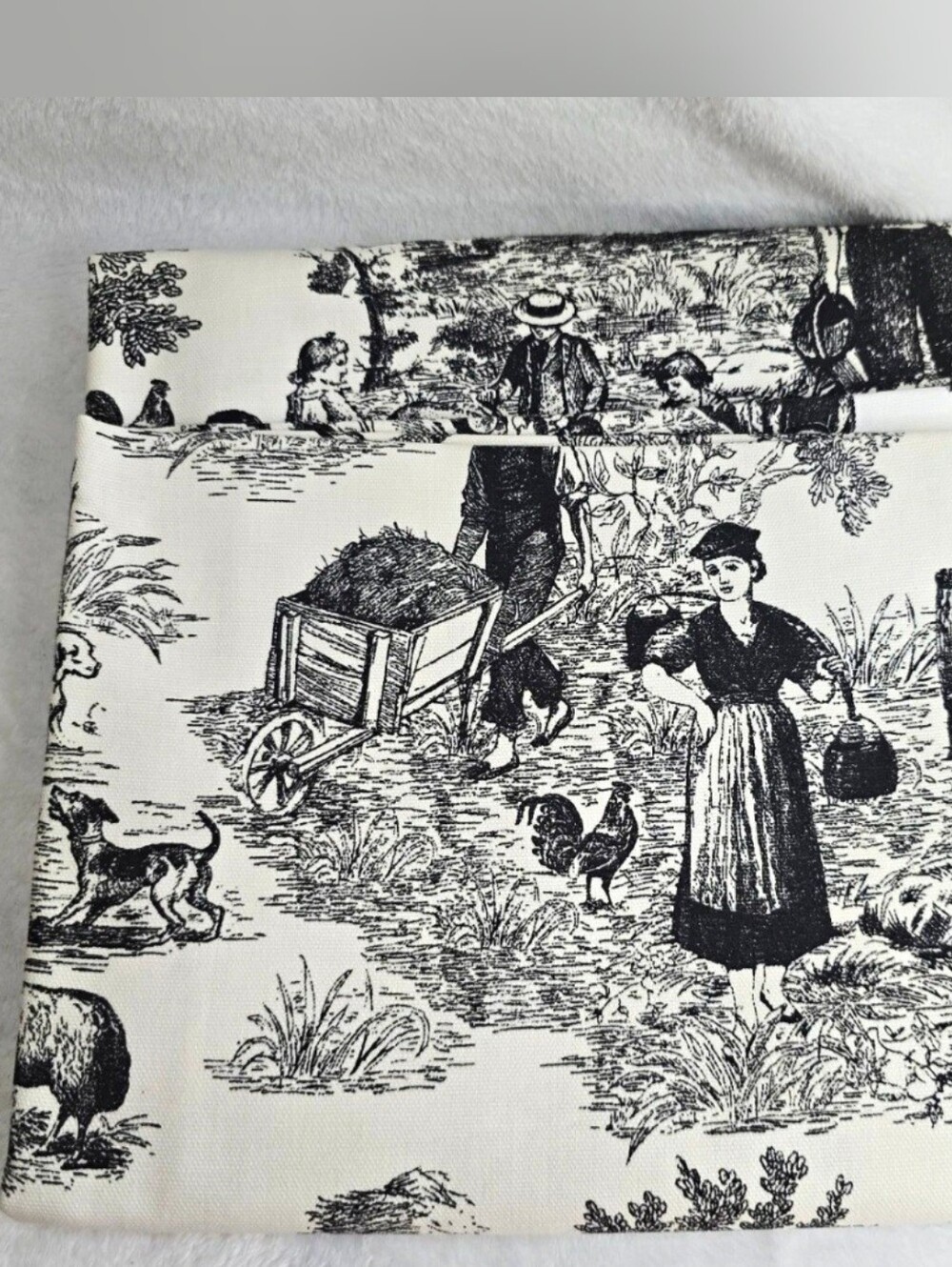 Toile de Jouy French Country Cotton Drapery Fabric Approx. 57x59 inches